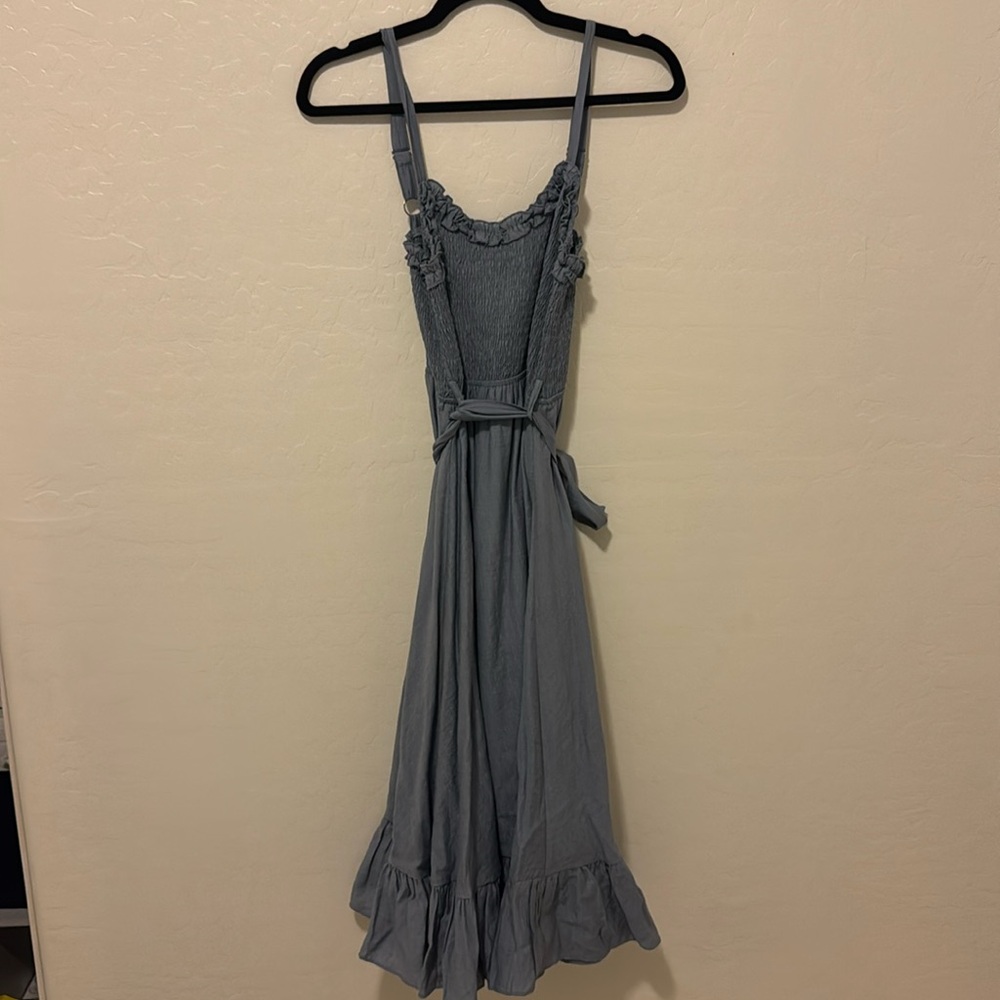 Maternity Blue Dress with Tie Wrap